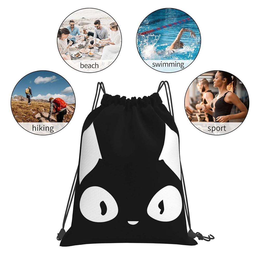 Amazon.co.jp: [RFSHOP] ナップサック おもしろ猫顔 黒ニャンコ